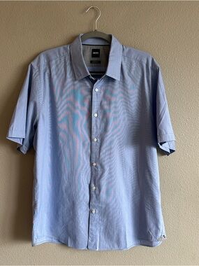 BOSS Hugo Boss Blue Short Sleeve Button-Down Shirt XL